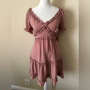 Cottagecore pink ruffled dress